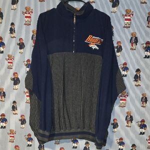 Vintage Denver Broncos Quarter-Zip Pullover Sweatshirt Lee Sports XXL